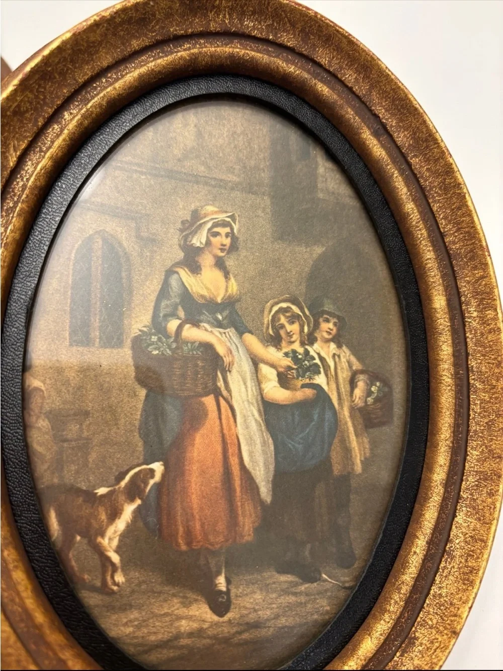 Two vintage oval printed frames Antiqued Custom Collection H. HAL KRAMER CO.